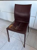6 lederen stoelen gratis, Ophalen, Gebruikt, Bruin, Leer