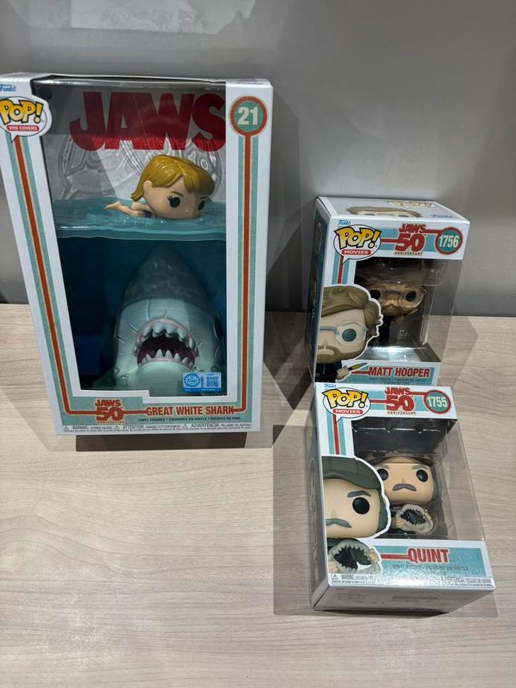 Funko Pop Jaw 50th Great Shark 21 Matt  1756 Quint 1755, Verzamelen, Poppetjes en Figuurtjes, Zo goed als nieuw, Ophalen of Verzenden