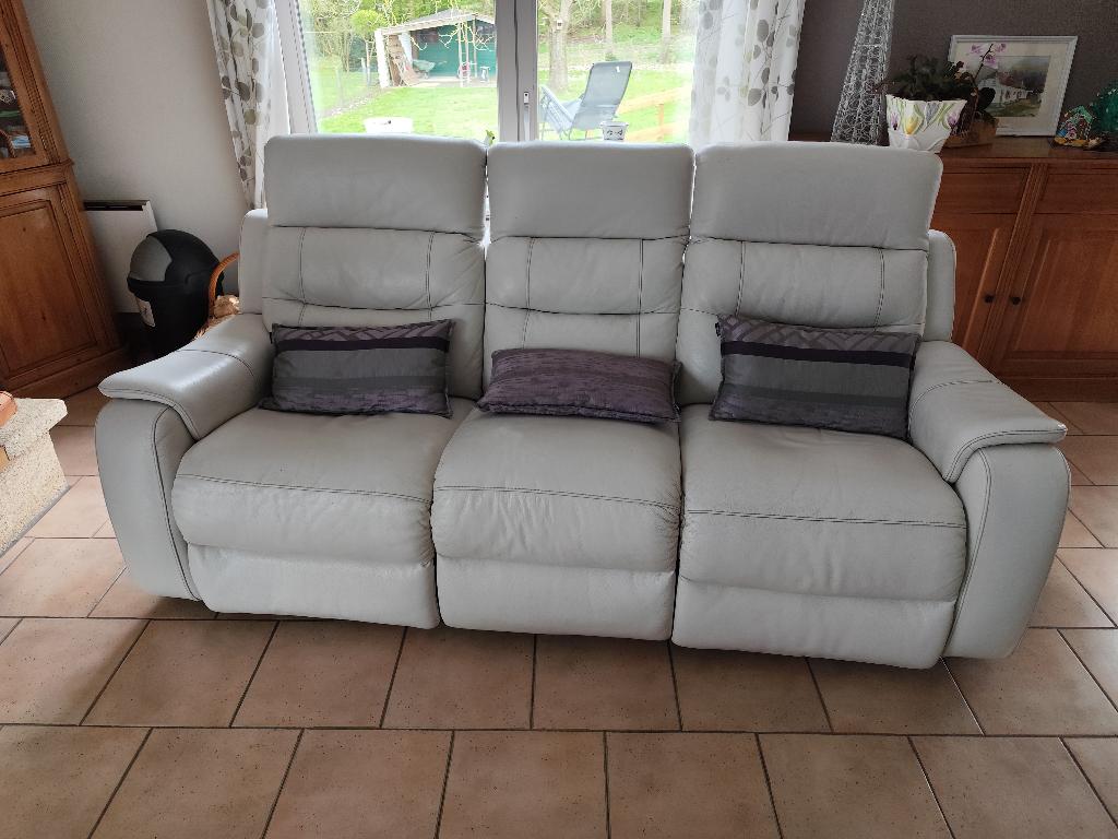 Canapés 3+2 places en cuir, Maison & Meubles, Canapés | Salons, 75 à 100 cm, Banc droit, Enlèvement, Utilisé