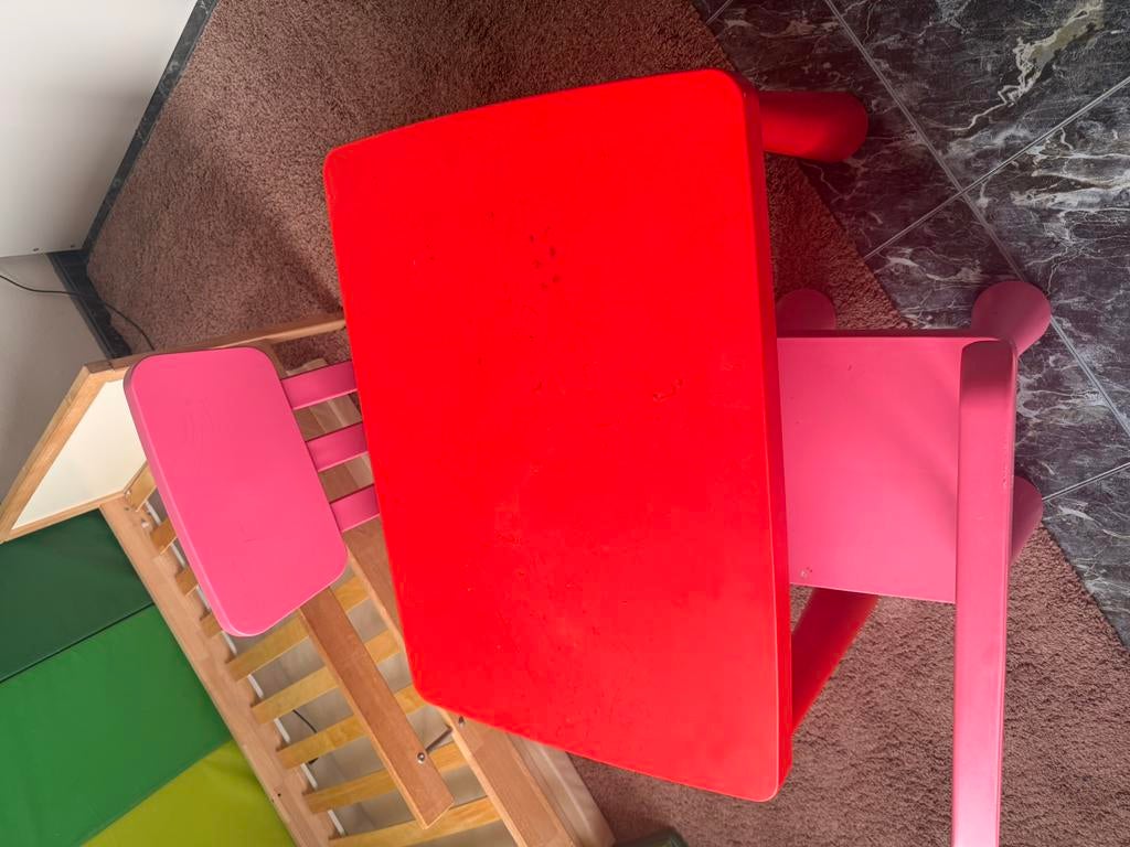 Table avec 2 chaise, Enlèvement ou Envoi, Comme neuf, Chaise