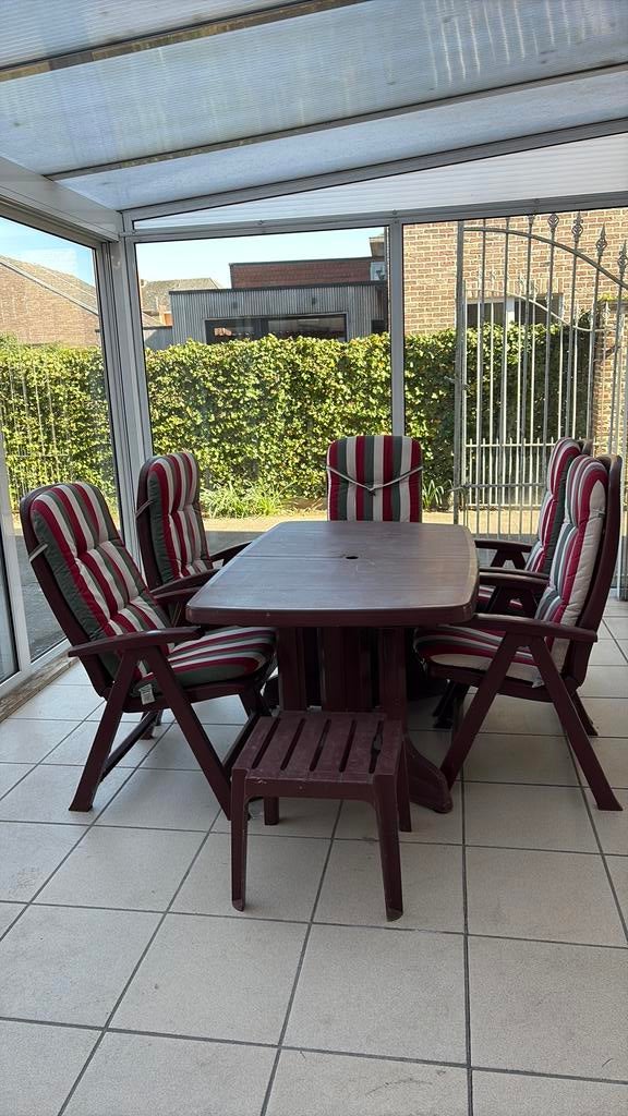 Tuinset bordeau, Jardin & Terrasse, Ensembles de jardin, Salons de jardin, Synthétique, Enlèvement, Utilisé