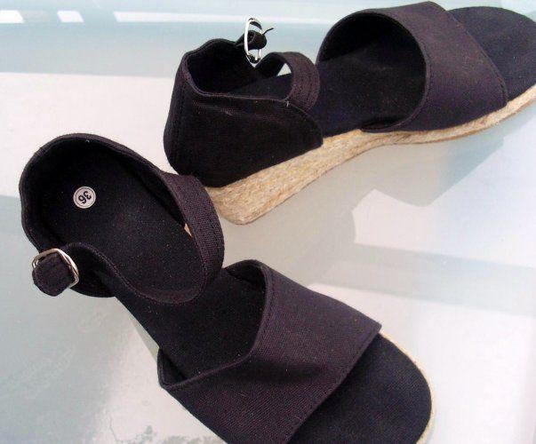 Zwarte sandalen maat 36 type espadril, Espadrilles, Zwart, Ophalen of Verzenden, Gedragen