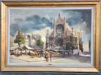 huile sur toile place st catherine signe henri rowet, Antiek en Kunst, Ophalen