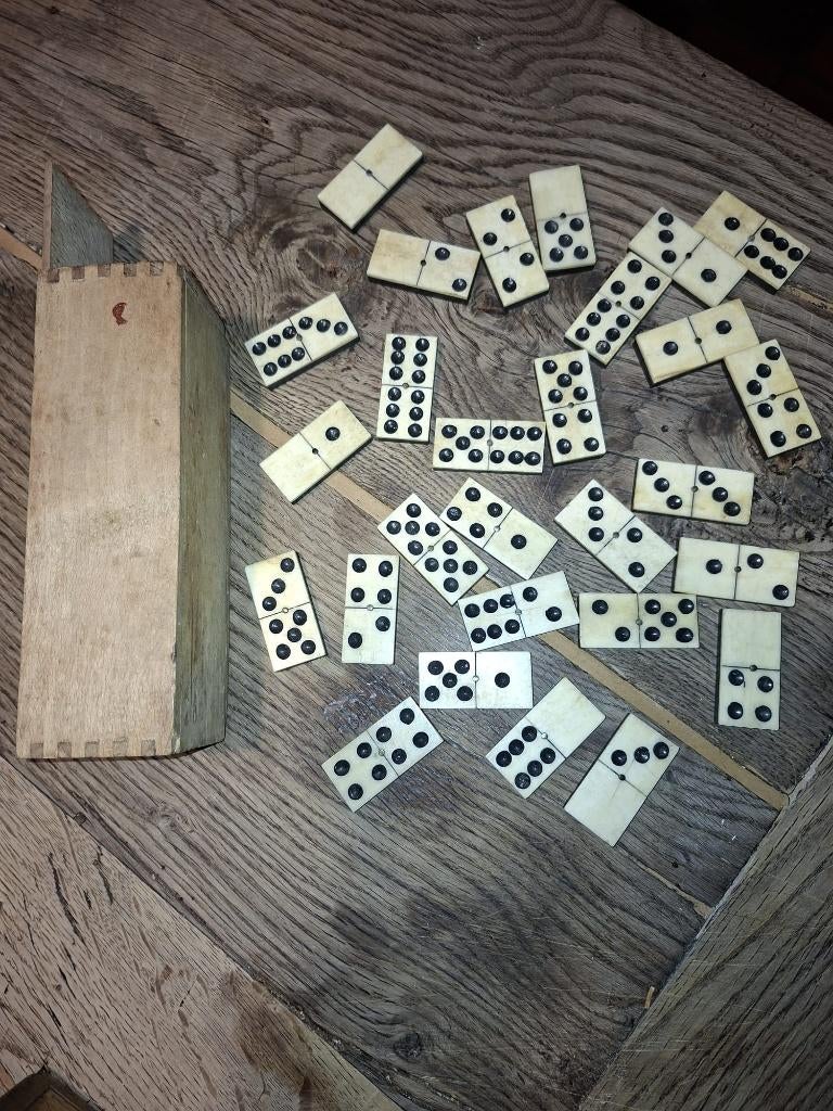 oud IV. domino spel, begin 1900, Antiek en Kunst, Curiosa en Brocante, Ophalen of Verzenden