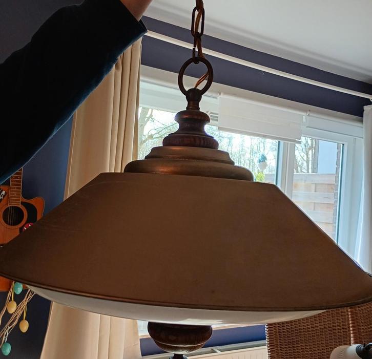 Robuuste Vintage Hanglamp / Luster – Retro Look, Huis en Inrichting, Lampen | Hanglampen, Hout, Kunststof, Metaal, Ophalen