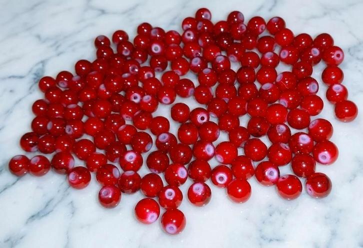 lot kralen rood marmer 8mm +- 145, Hobby & Loisirs créatifs, Fabrication de Perles & Bijoux, Neuf, Perle, Enlèvement ou Envoi