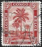 1 Postzegel Palmen – tweetalig Belgisch Congo, Enlèvement ou Envoi, Autres pays, Affranchi