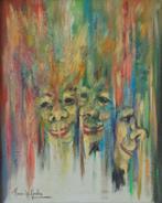 RENEE KUELLER / CARNAVALMASKERS / OLIEVERF / 58x48cm KADER, Ophalen of Verzenden