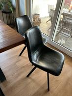 8 leren zwarte eetkamer stoelen, Ophalen, Zo goed als nieuw