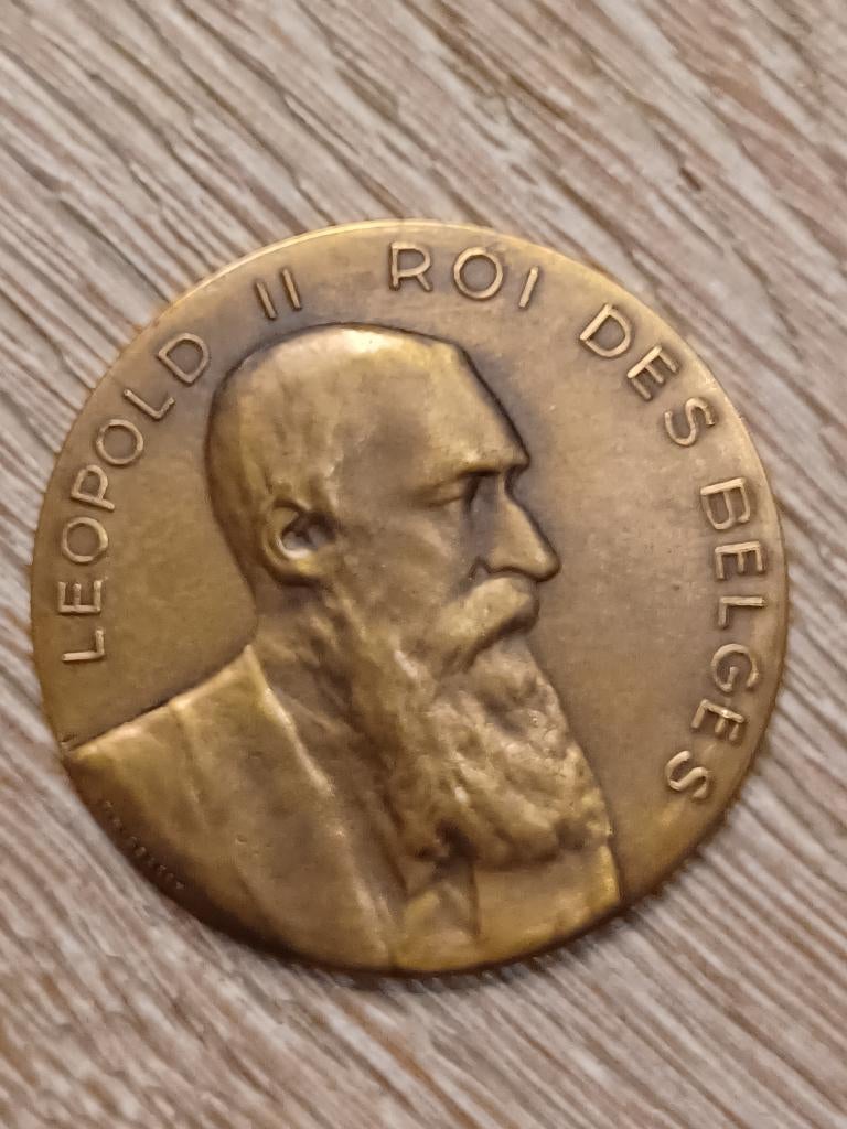 medaille leopold 2 societe royale officiers retraites, Ophalen of Verzenden, Brons