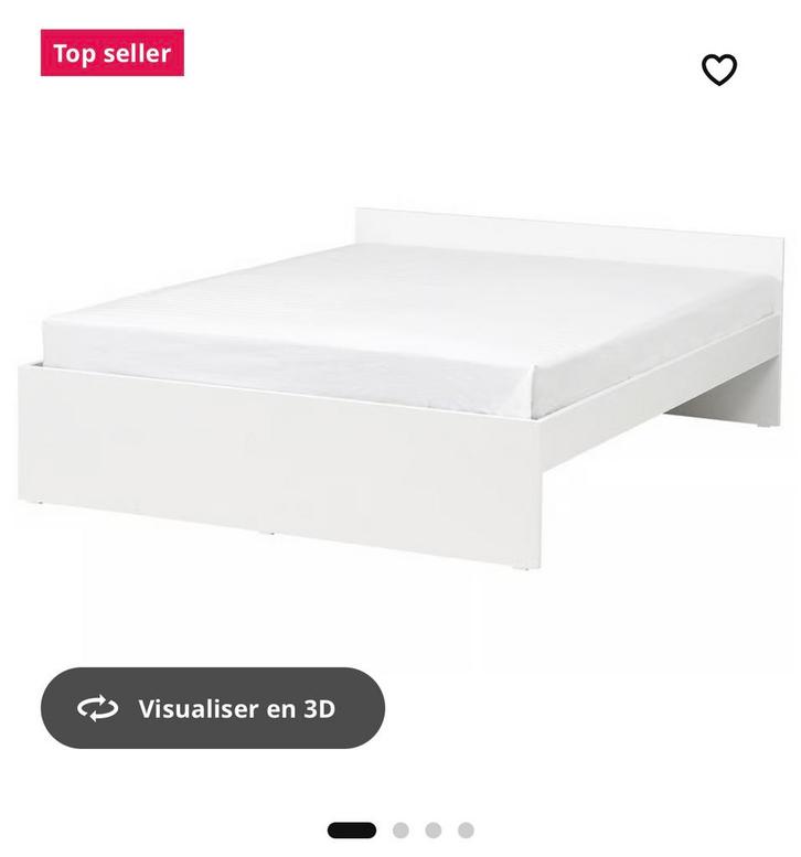 Lit ikea + sommier utilisé que 2 mois, Maison & Meubles, Chambre à coucher | Lits, Comme neuf, Blanc, Enlèvement