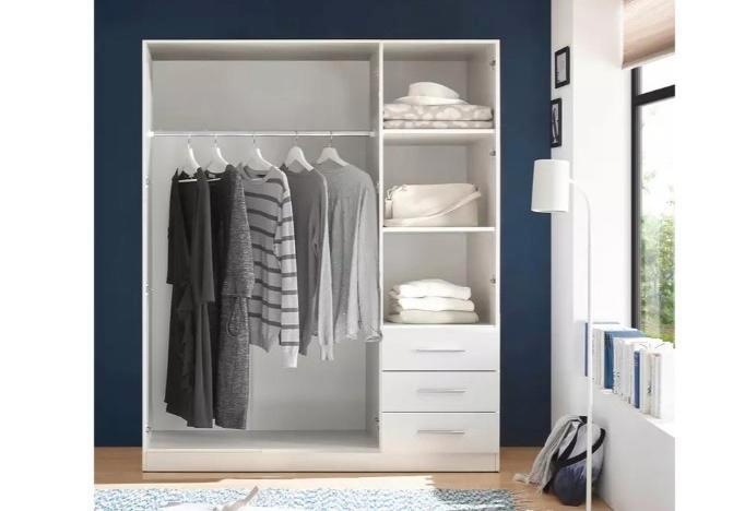 Handige kledingkast met 3 of 2 deuren en lades. Wit, Huis en Inrichting, Kasten | Kleerkasten, Nieuw, 150 tot 200 cm, 150 tot 200 cm