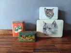 Set van 4 oude blikken "dogs & cats", Ophalen of Verzenden, Gebruikt, Overige, Overige merken
