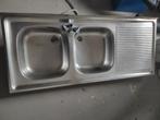 évier double en inox, Ophalen, Zo goed als nieuw, Overige kleuren