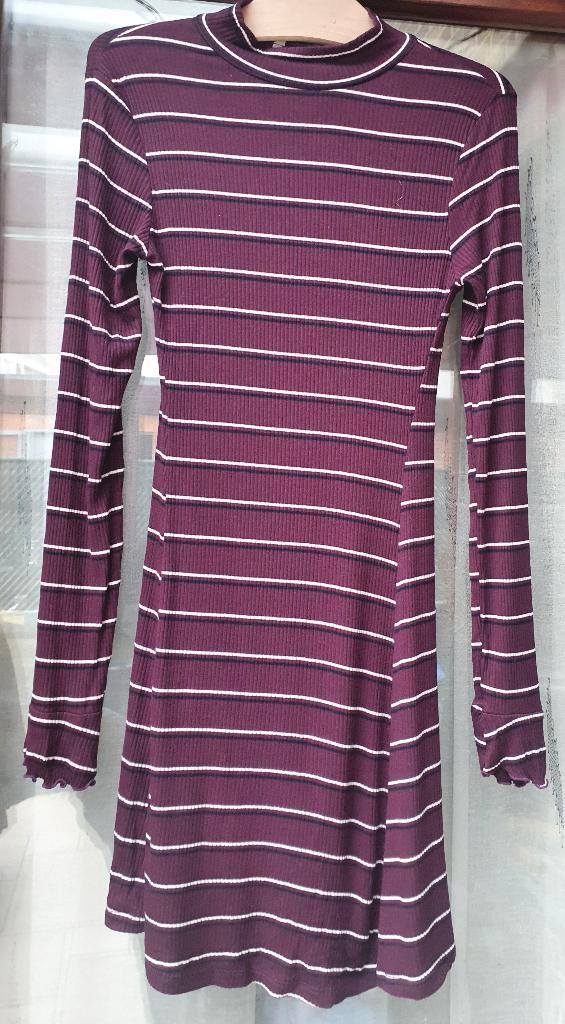 Paars gestreepte jurk van C&A maat S, Kleding | Dames, Jurken, Gedragen, Maat 36 (S), Paars, Ophalen of Verzenden