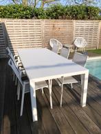 Witte tuintafel met 6 stoelen, Ophalen, Gebruikt, 6 zitplaatsen, Aluminium