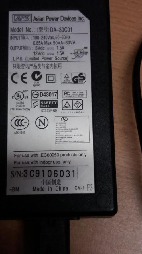 Laptop Voeding AC-adapter - Asian power devices DA-30c01, Computers en Software, Laptop-opladers, Zo goed als nieuw, Ophalen of Verzenden