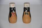 vintage peper en zoutstel in hout * pinguïns * jaren 60, Antiek en Kunst, Ophalen of Verzenden