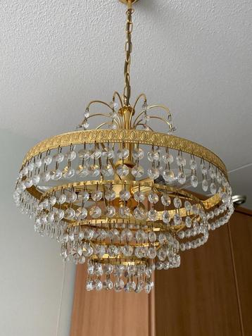 kristallen kroonluchter Goudkleurig metaal - Kristal hangers beschikbaar voor biedingen