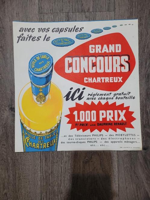 vintage reclameposter CHARTREUX tafelolie, Verzamelen, Merken en Reclamevoorwerpen, Nieuw, Reclamebord, Ophalen of Verzenden