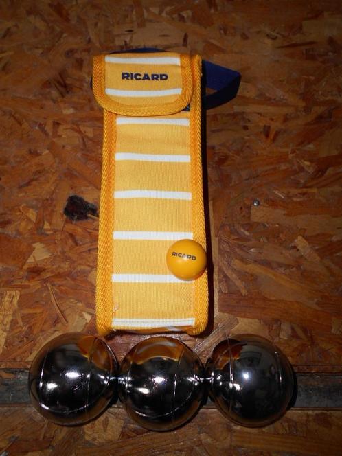 Ricard: petanqueballen (drieling + tas+jack), Verzamelen, Merken en Reclamevoorwerpen, Nieuw, Overige typen, Ophalen of Verzenden