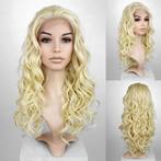 SALE Lace front pruik lang lichtblond haar met krullen zonde, Verzenden, Nieuw, Pruik of Haarverlenging