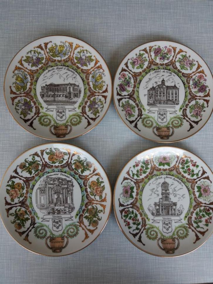 Verviers : 4 porseleinen borden ( Limoges), Antiek en Kunst, Curiosa en Brocante, Ophalen of Verzenden