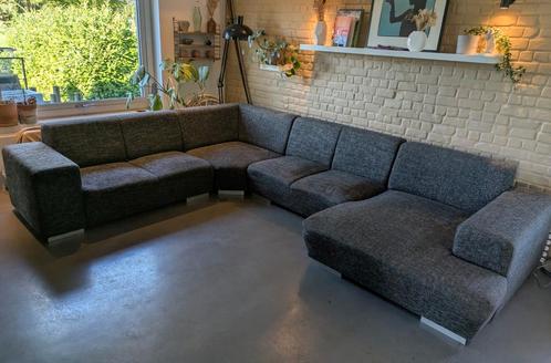 Canapé d'angle 3,6m avec méridienne, gris chiné, Huis en Inrichting, Zetels | Complete zithoeken, Gebruikt, Stof, Ophalen