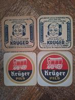 4 verschillende oude bierviltjes brouwerij Kruger Eeklo, Verzamelen, Ophalen of Verzenden