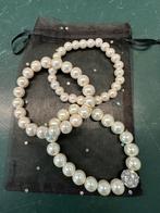Set van 3 parelarmbanden, Handtassen en Accessoires, Armbanden, Ophalen of Verzenden, Zo goed als nieuw, Roze, Elastiek