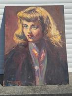 huile sur panneau soeur de artiste signe tony reniers, Antiek en Kunst, Ophalen of Verzenden