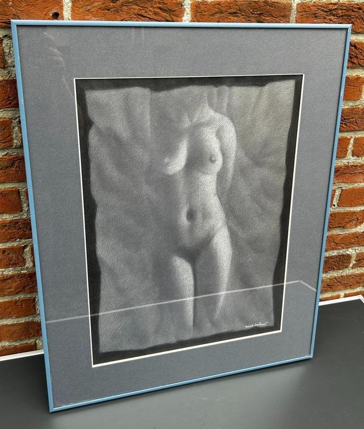 Naakt, Emiel Leybaert, 'Tors in blauw' 1980s, Antiek en Kunst, Kunst | Tekeningen en Fotografie, Ophalen of Verzenden
