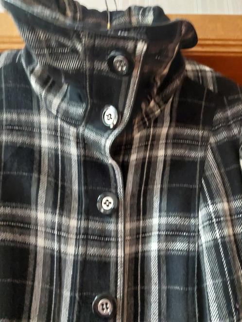 Moderne zwart, wit, grijze ruit mantel in wol maat 48, Kleding | Dames, Jassen | Winter, Zo goed als nieuw, Maat 46/48 (XL) of groter