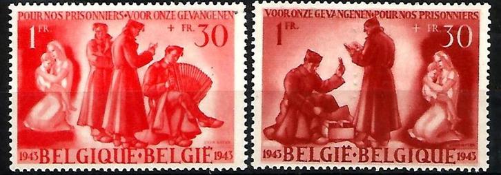 1943 Tvv de krijgsgevangenen OBP623/4**, Postzegels en Munten, Postzegels | Europa | België, Postfris, Orginele gom, Overig, Zonder stempel