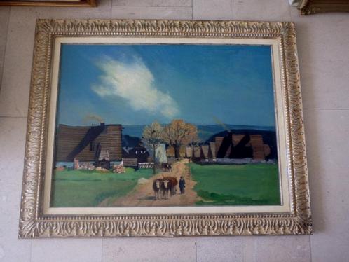 GROOT) Landschap, huizen, boer. vee 1934 - Hongaarse School?, Antiek en Kunst, Kunst | Schilderijen | Klassiek, Ophalen