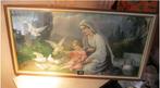 Prachtige Antieke religieuze Prent - Maria en Jezus - 106x56, Antiek en Kunst, Ophalen of Verzenden