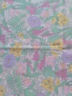 Katoenen stof - Basis wit met geel, groen, paars,..., Enlèvement ou Envoi, Blanc