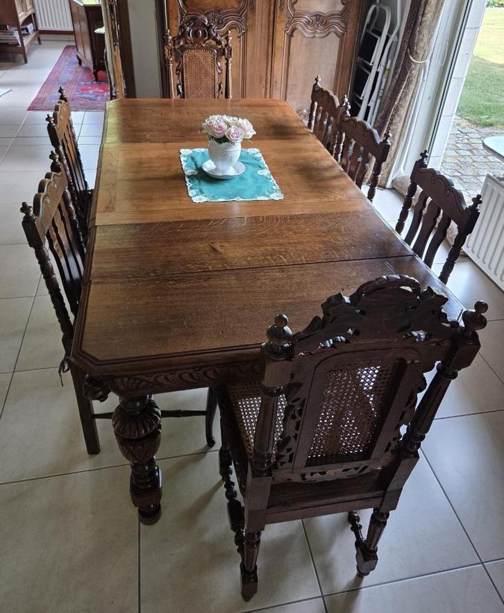 Tafel en 6 stoelen, Antiek en Kunst, Antiek | Meubels | Tafels, Ophalen