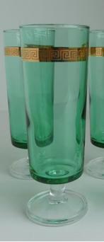 1 vintage Frans groen champagneglas op voet,, Ophalen, Zo goed als nieuw