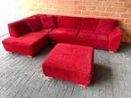 Hoeksalon in stof + pouf / goede staat, Ophalen, Gebruikt, Stof