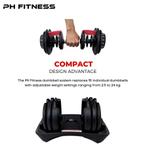 PH Fitness Set Verstelbare Dumbells 24 KG Dumbbells Halters, Ophalen of Verzenden, Nieuw, Buik, Dumbbell