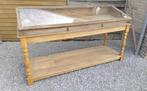 eikenhouten tafel/winkel vitrine, Ophalen