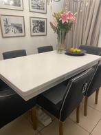 Witte uitschuifbare eettafe, Huis en Inrichting, Ophalen, Rechthoekig, 150 tot 200 cm, 50 tot 100 cm