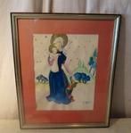 Belle aquarelle peinte à l'ancienne « Mère et enfant » Spaas, Enlèvement ou Envoi