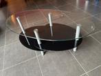 Salontafel: glas bovenaan,zwart glas tussenstuk: 110x60x42, Huis en Inrichting, Ophalen, Gebruikt, 100 tot 150 cm, 50 tot 100 cm