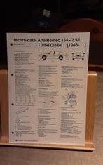 Alfa romeo 164 2,5l turbo diesel 1988- technische fiche, Livres, Autos | Brochures & Magazines, Comme neuf, Alfa Romeo, Enlèvement ou Envoi