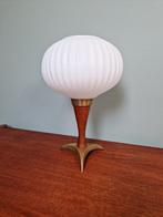 Scandinavische tafellamp in teakhout, gesatineerd glas, 1960, Antiek en Kunst, Ophalen of Verzenden