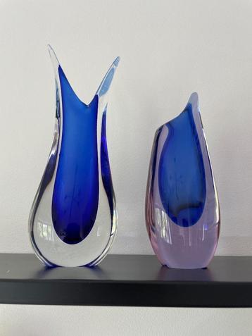 Duo de vases Murano sommerso Flavio Poli