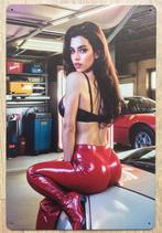 GARAGE SEXY PIN UP in Lederen broek Metalen Wandbord, Envoi, Neuf