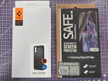 Rugged case (spigen) en screenprotector S25 edge, nieuw beschikbaar voor biedingen